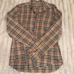 Burberry Beige and Black Plaid Men's Shirt